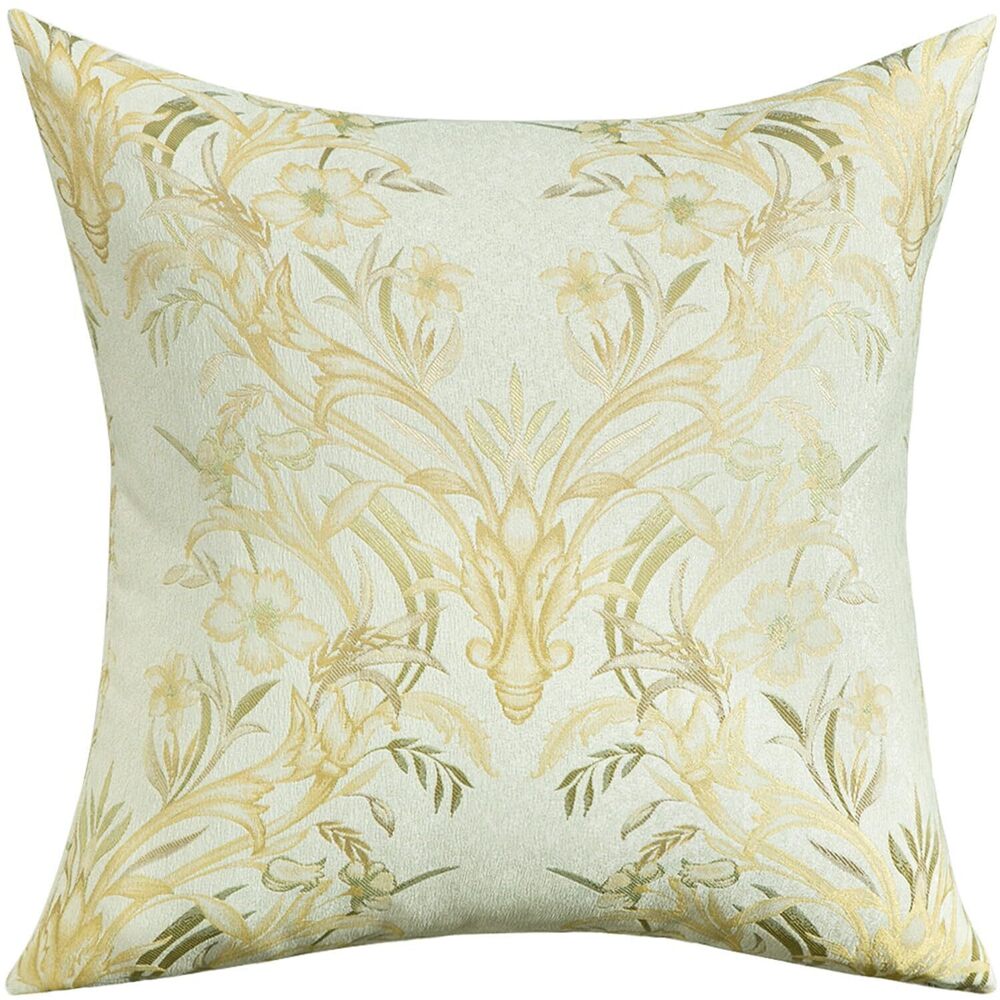 7147 High Jacquard Throw Pillow Cover, Farmhouse Yellow Floral Pattern